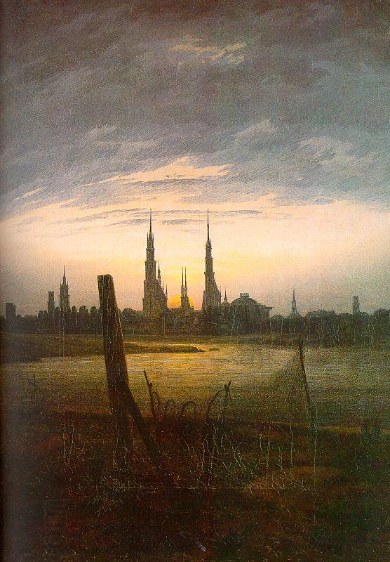 Caspar David Friedrich City at Moonrise oil painting picture